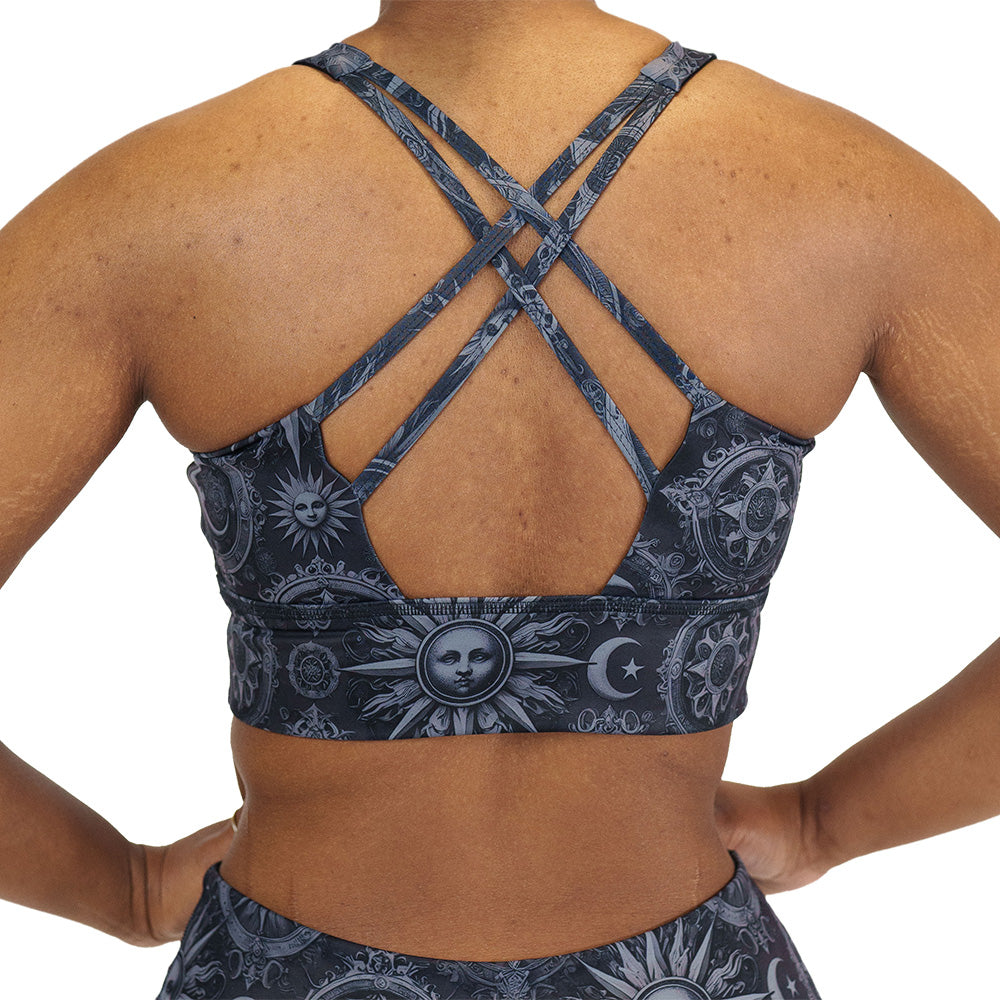 back of the moon & stars print bra