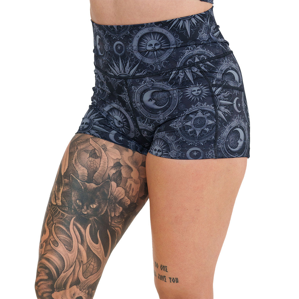 moon & stars print shorts