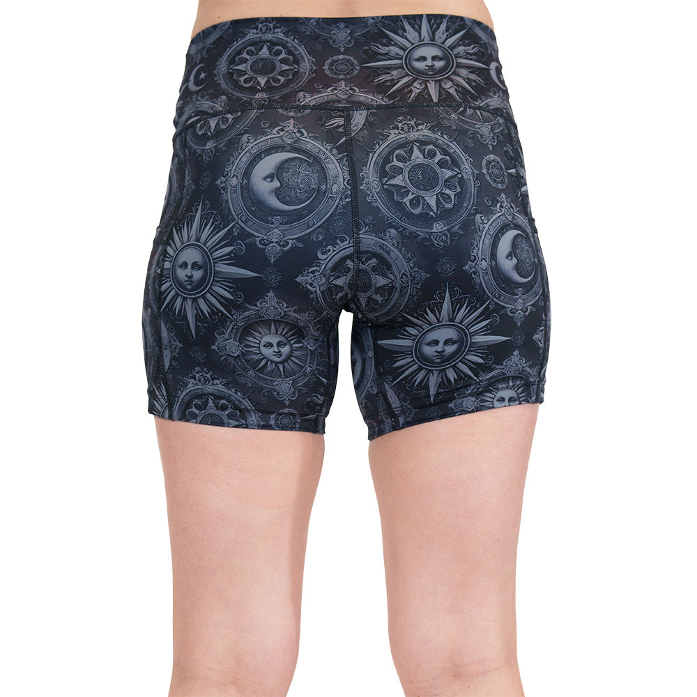 back of the moon & stars print shorts