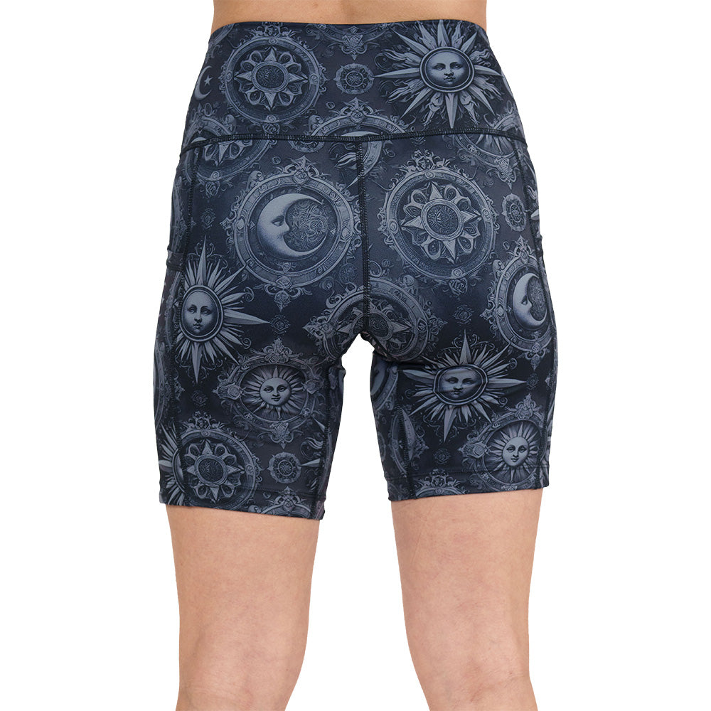 back of the moon & stars print shorts
