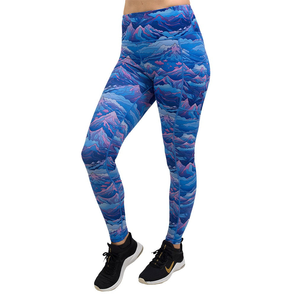 Blue, pink and purple patterned leggings