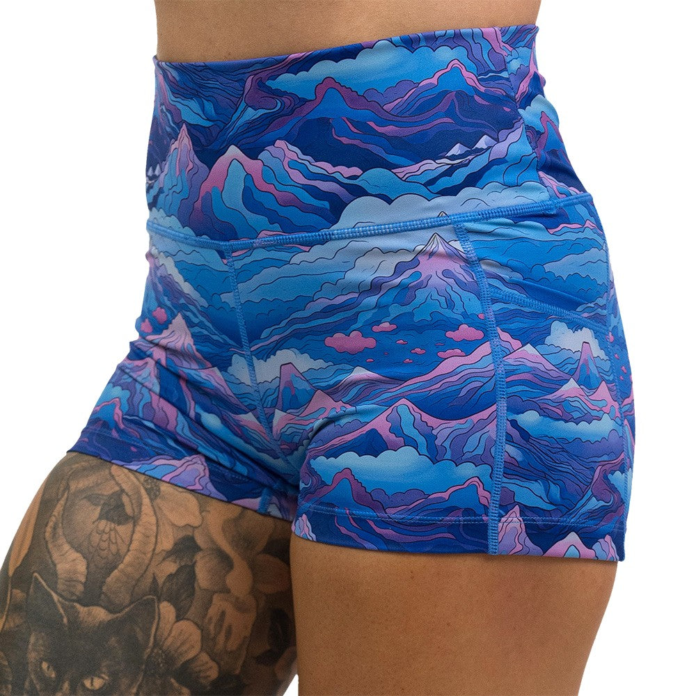 Blue, pink and purple patterned shorts