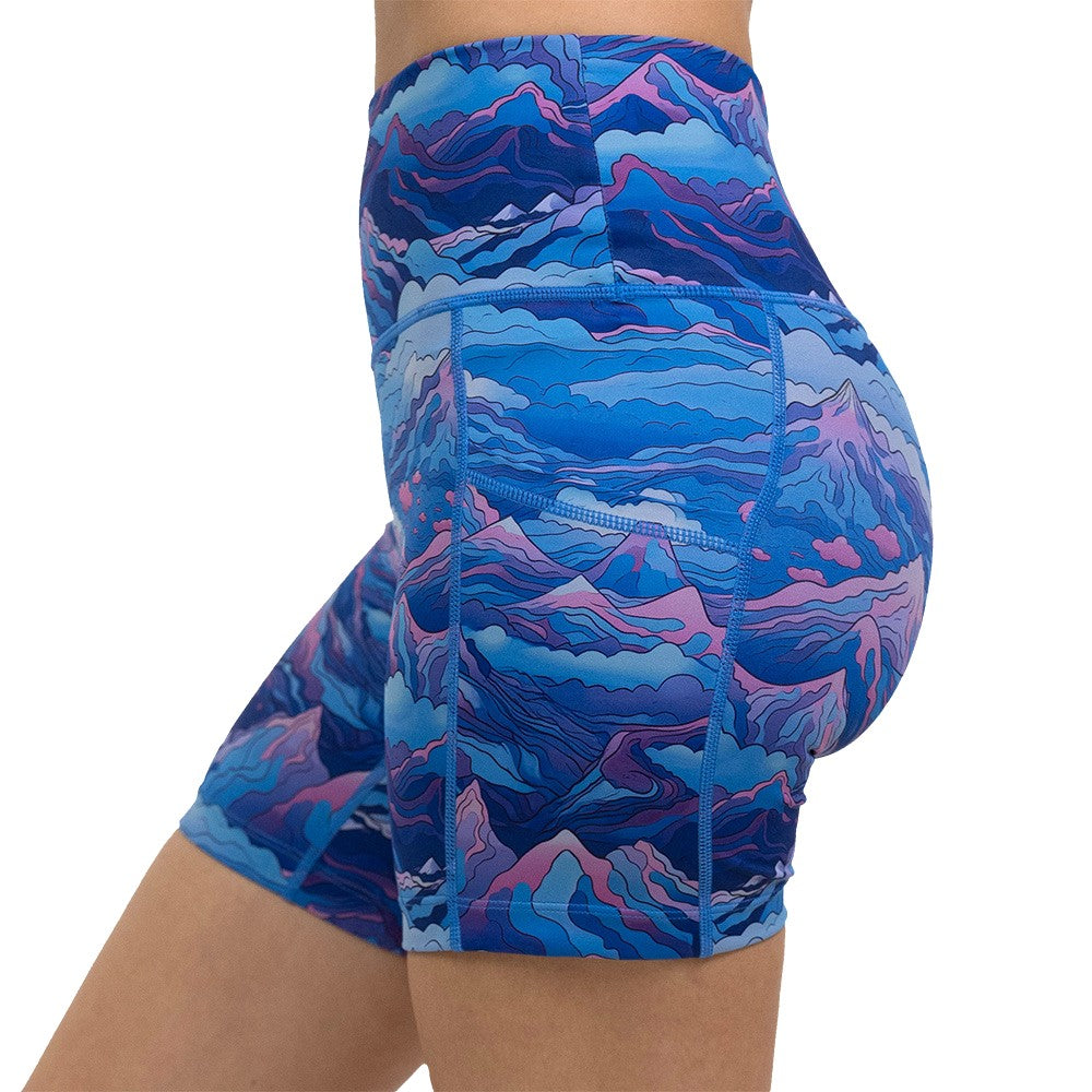 Blue, pink and purple patterned shorts