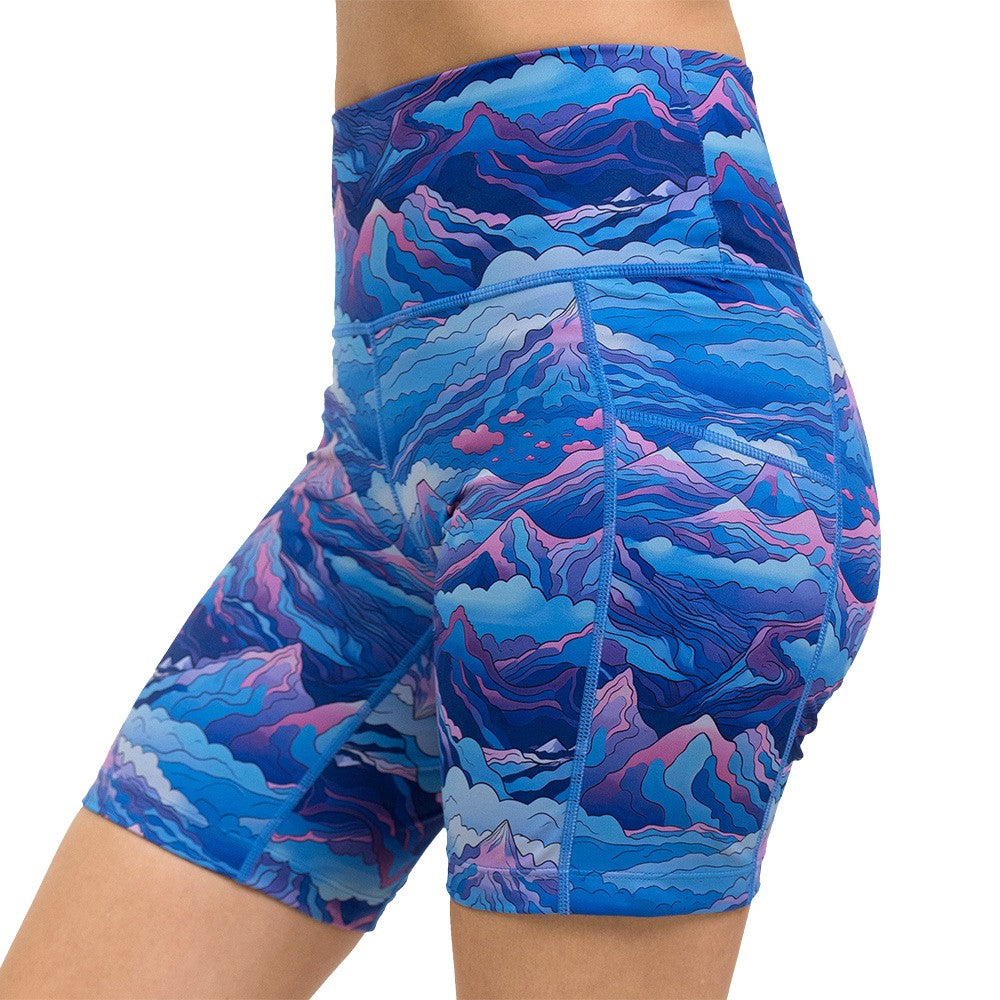 Blue, pink and purple patterned shorts