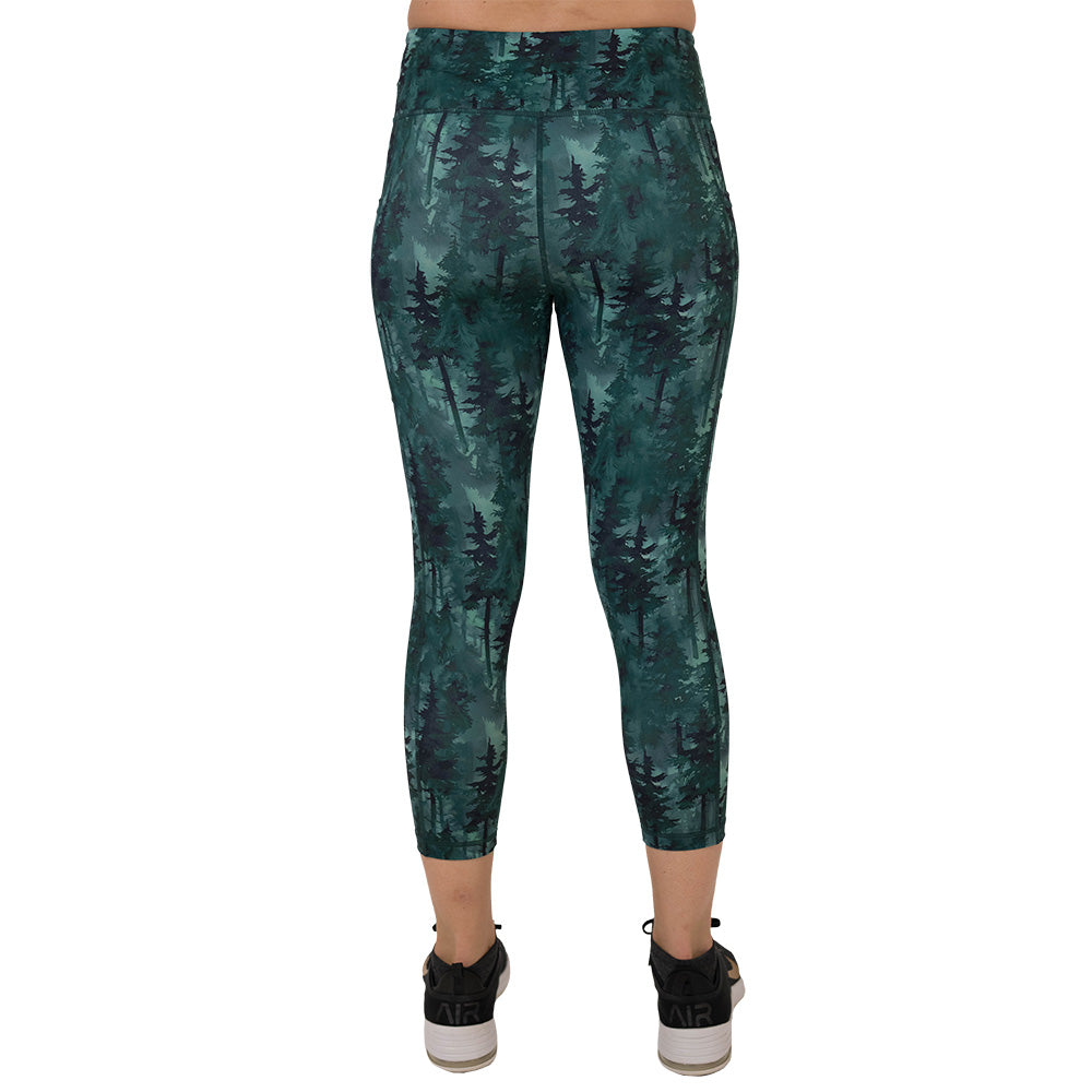 back of the Forest patterned leggings