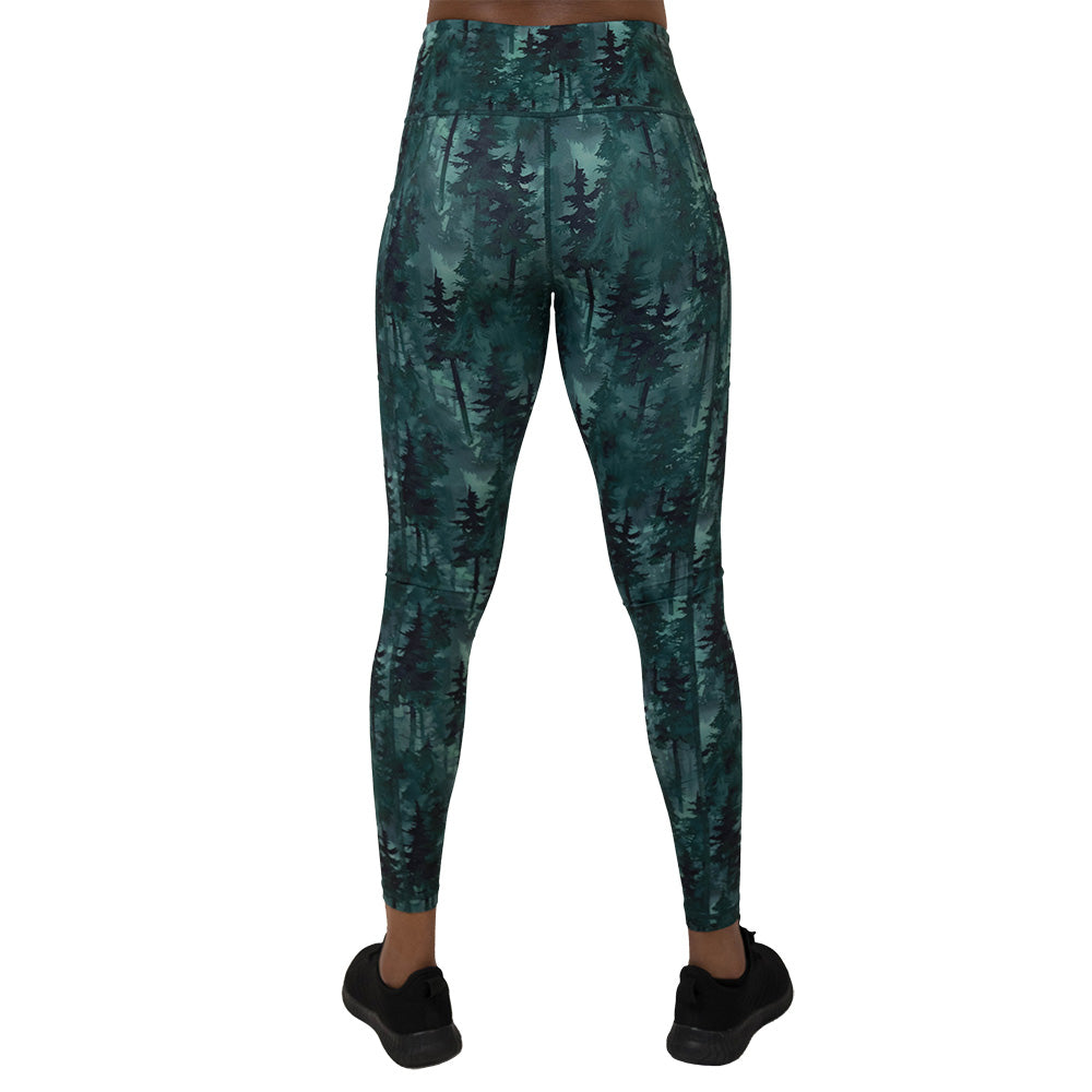 back of the Forest patterned leggings