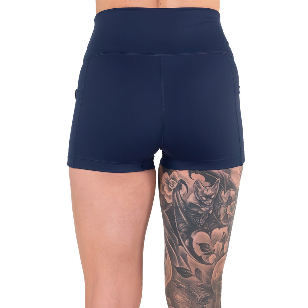 back of the navy blue shorts