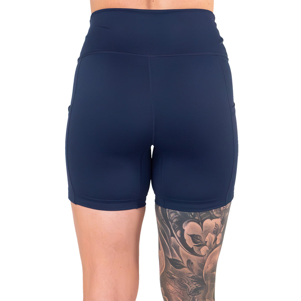 back of the navy blue shorts