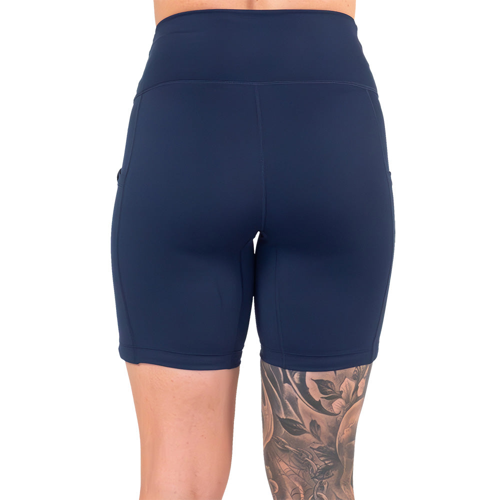 back of the navy blue shorts