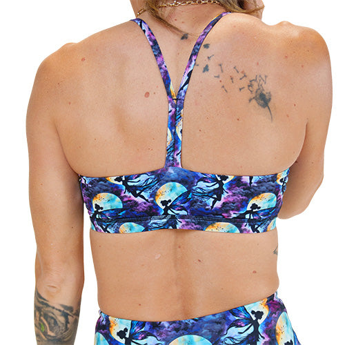back of the fairy themed sports bra