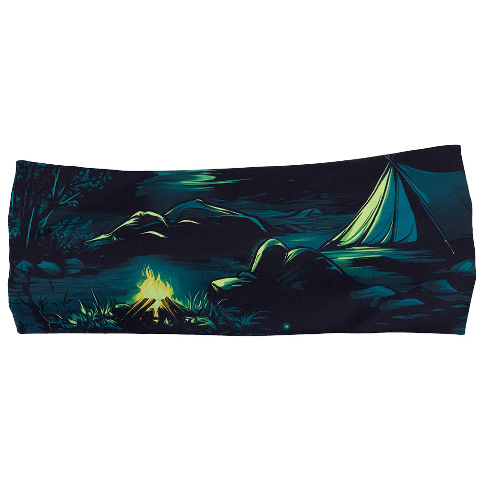 front of the night time camp out headband against a white background