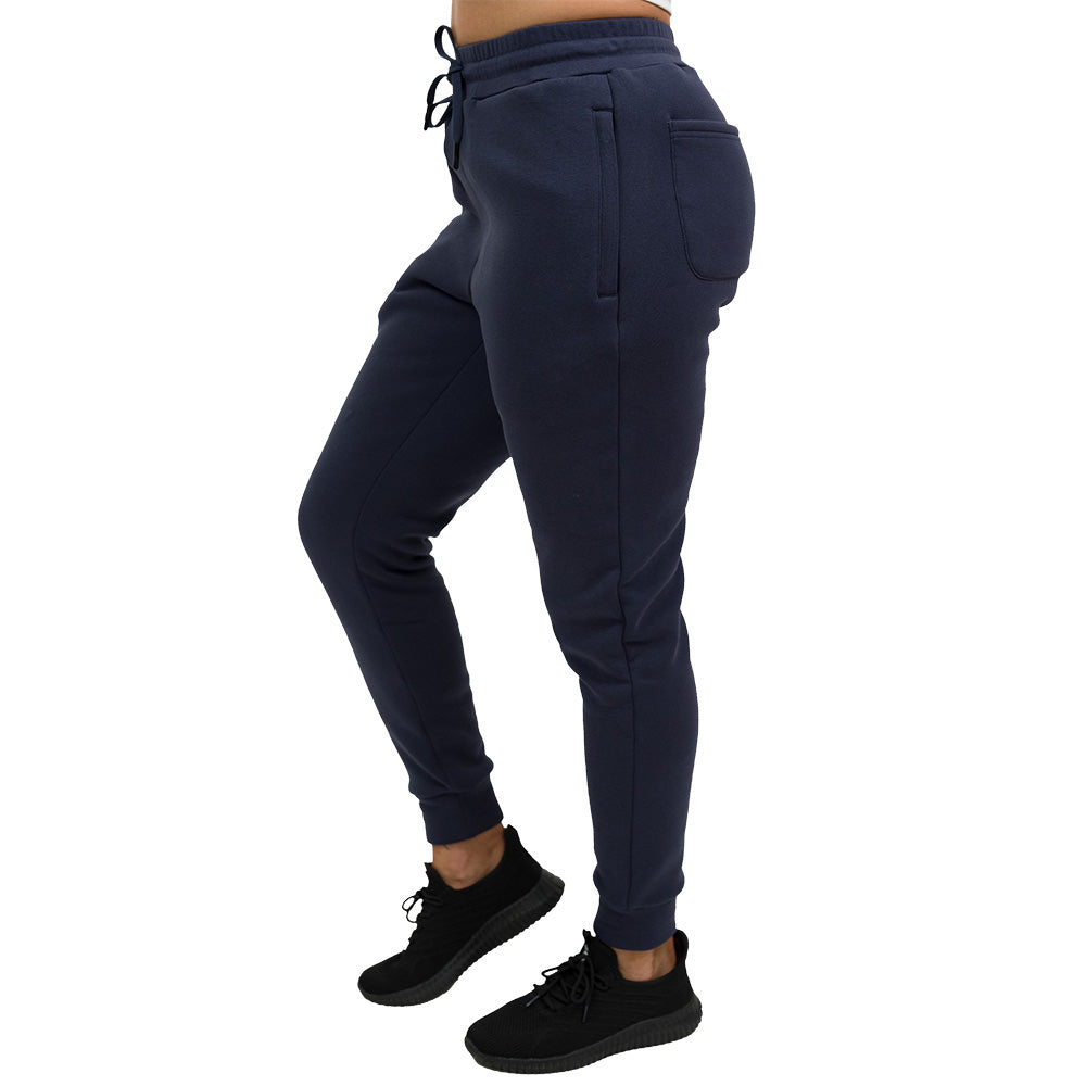 navy fleece lined rest day sweatpants facing the side