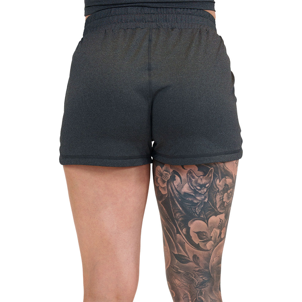 back of the dark grey shorts