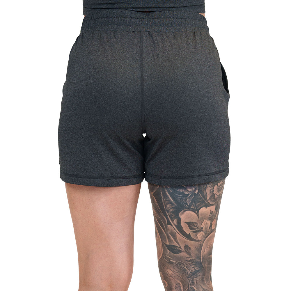 back of the dark grey shorts