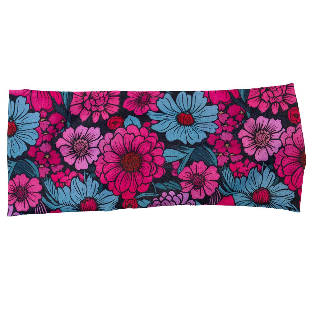 pink and blue floral patterned headband