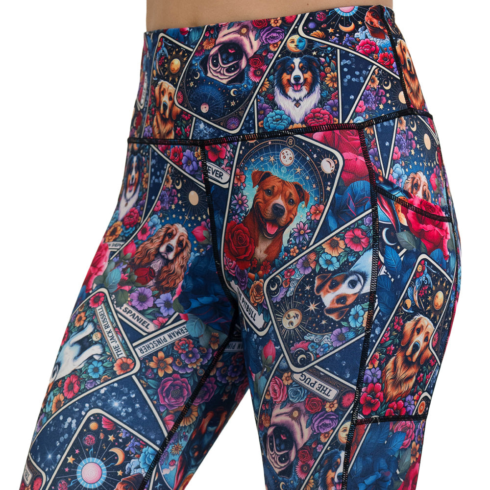 Colorful leggings with dog illustration pattern on it