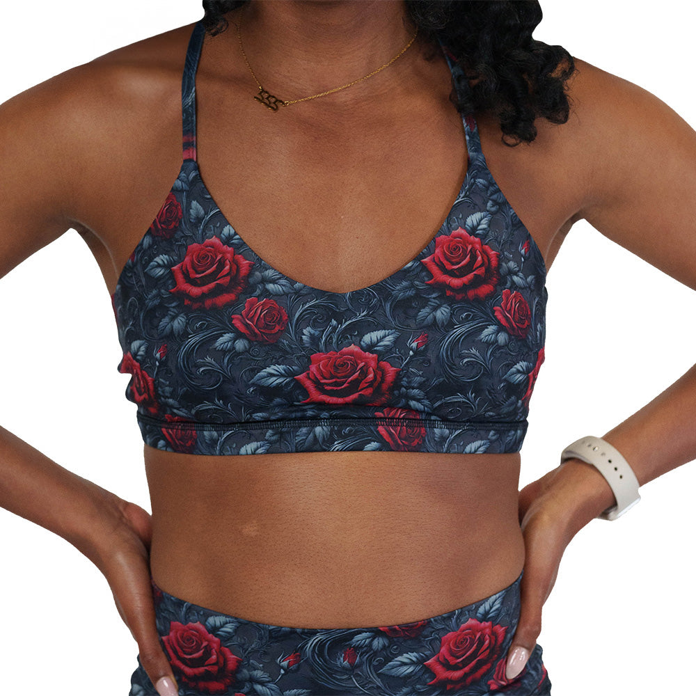 roses print sports bra