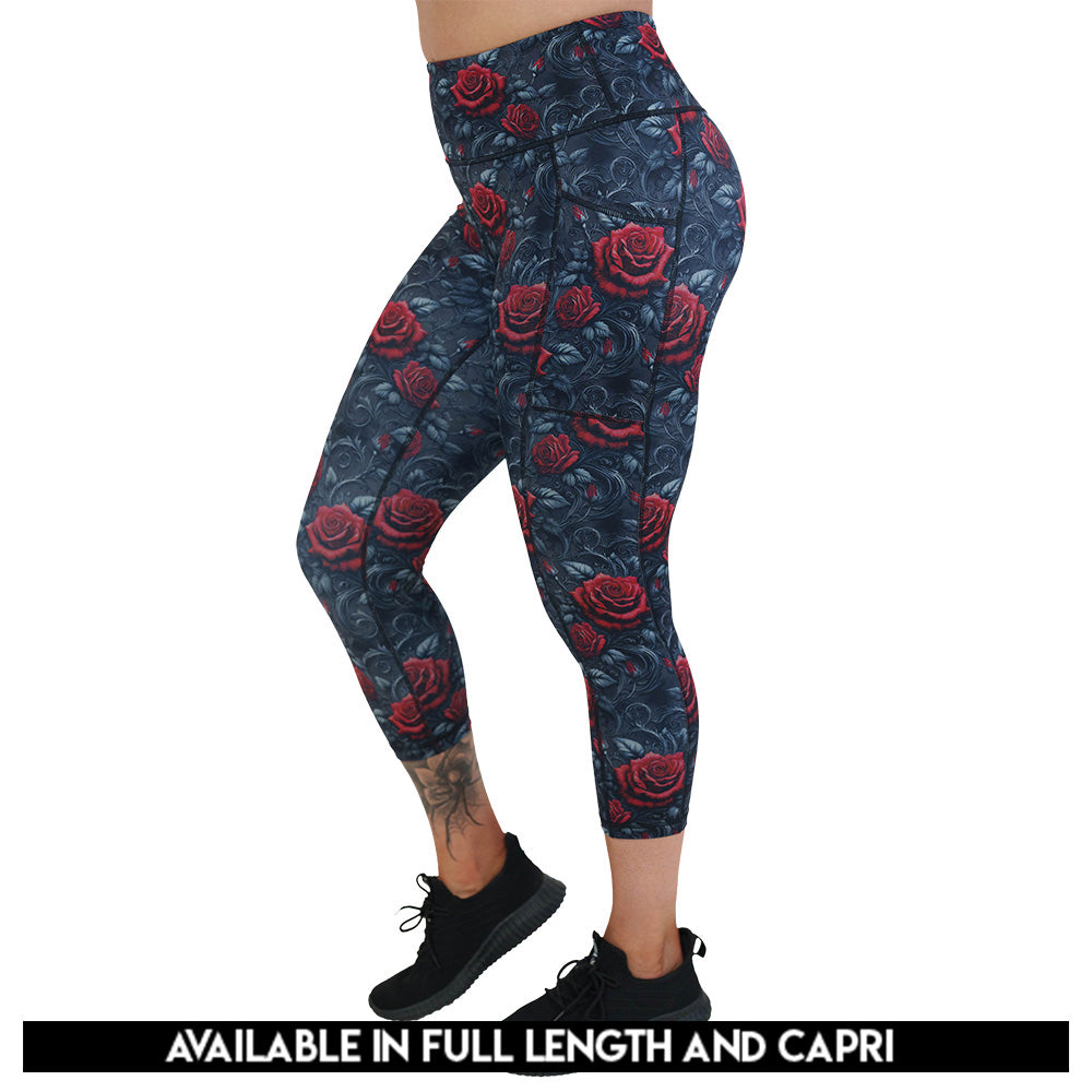 roses print leggings available in full and capri length