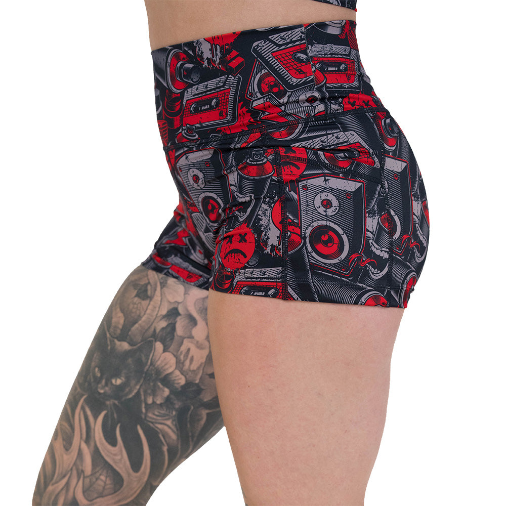 2.5 inch graffiti patterned shorts
