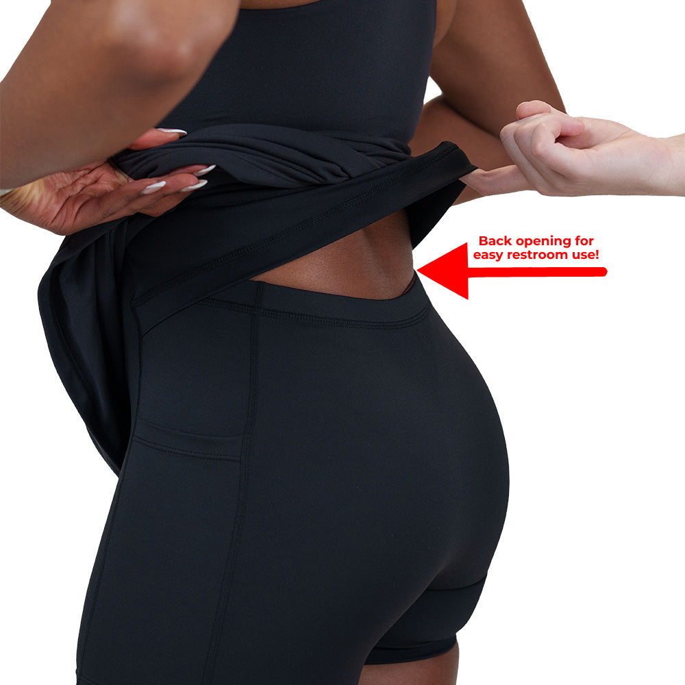 close up of the built in shorts