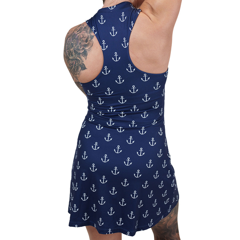 back of the anchor patterned dress