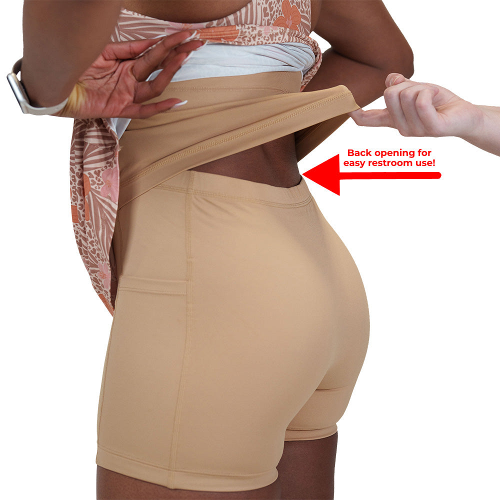 close up of the built in shorts