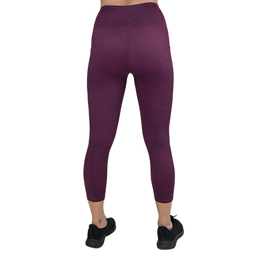back of the Heather Berry colored Leggings