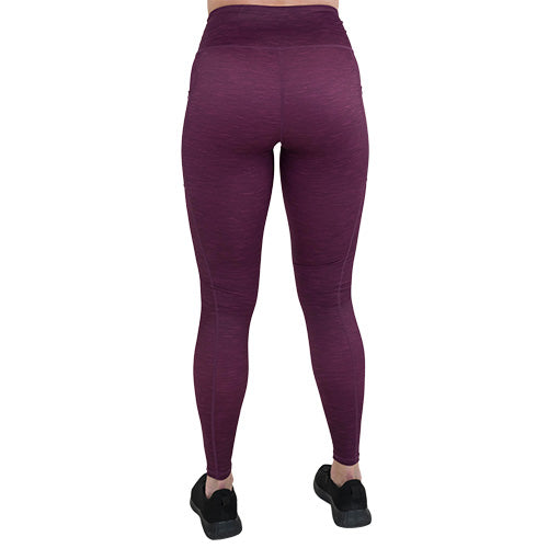 back of the Heather Berry colored Leggings