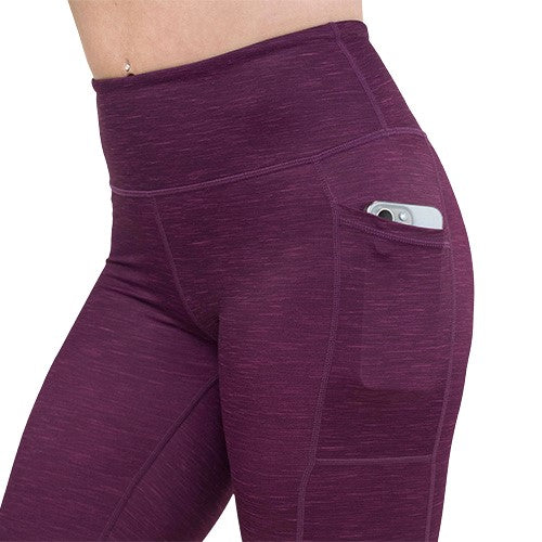 side pocket on the Heather Berry colored Leggings