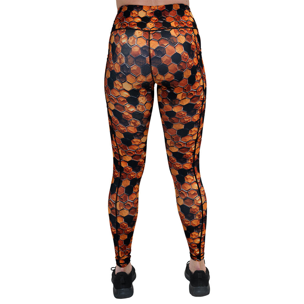 back of the honeycomb patterned leggings