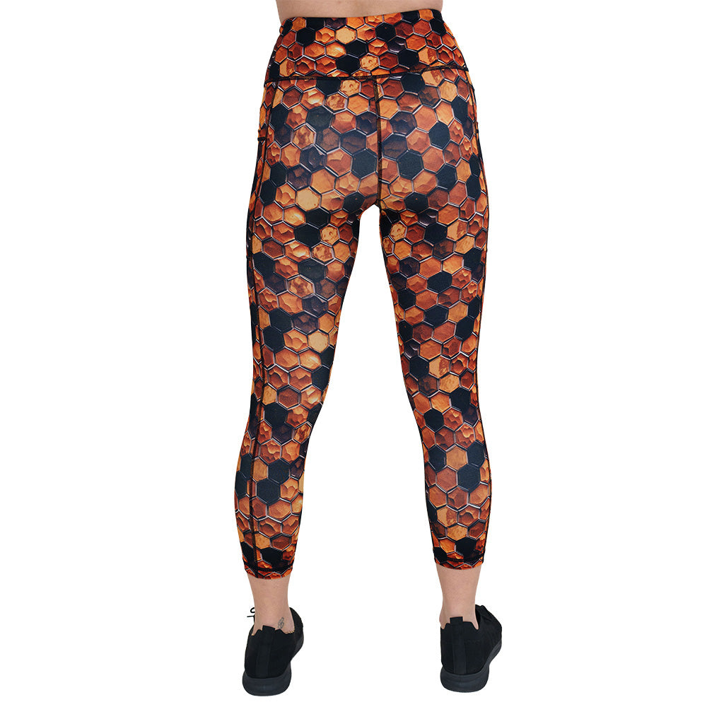 back of the honeycomb patterned leggings