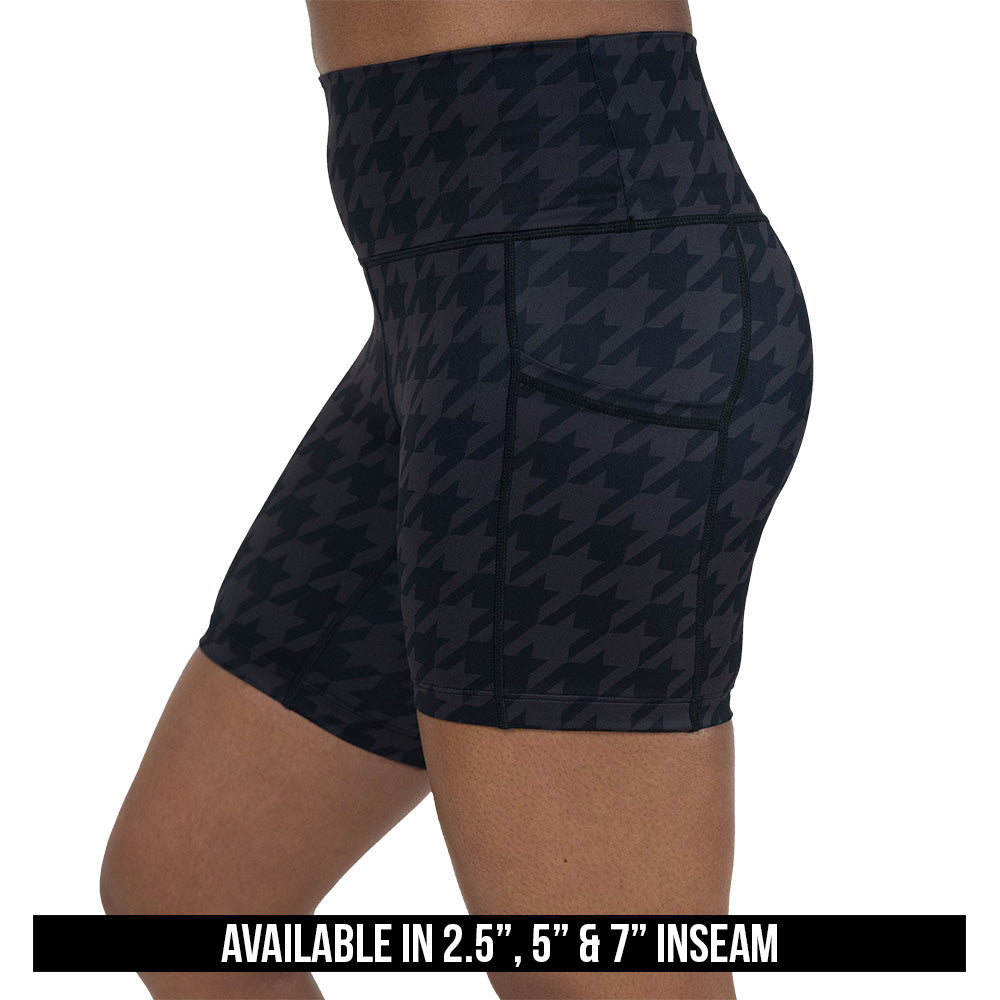 houndstooth patterned shorts available in 2.5, 5 & 7 inch inseams