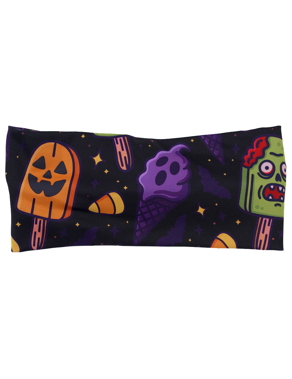 front of the jack o lantern, zombie, and ghost cold treats against a white background