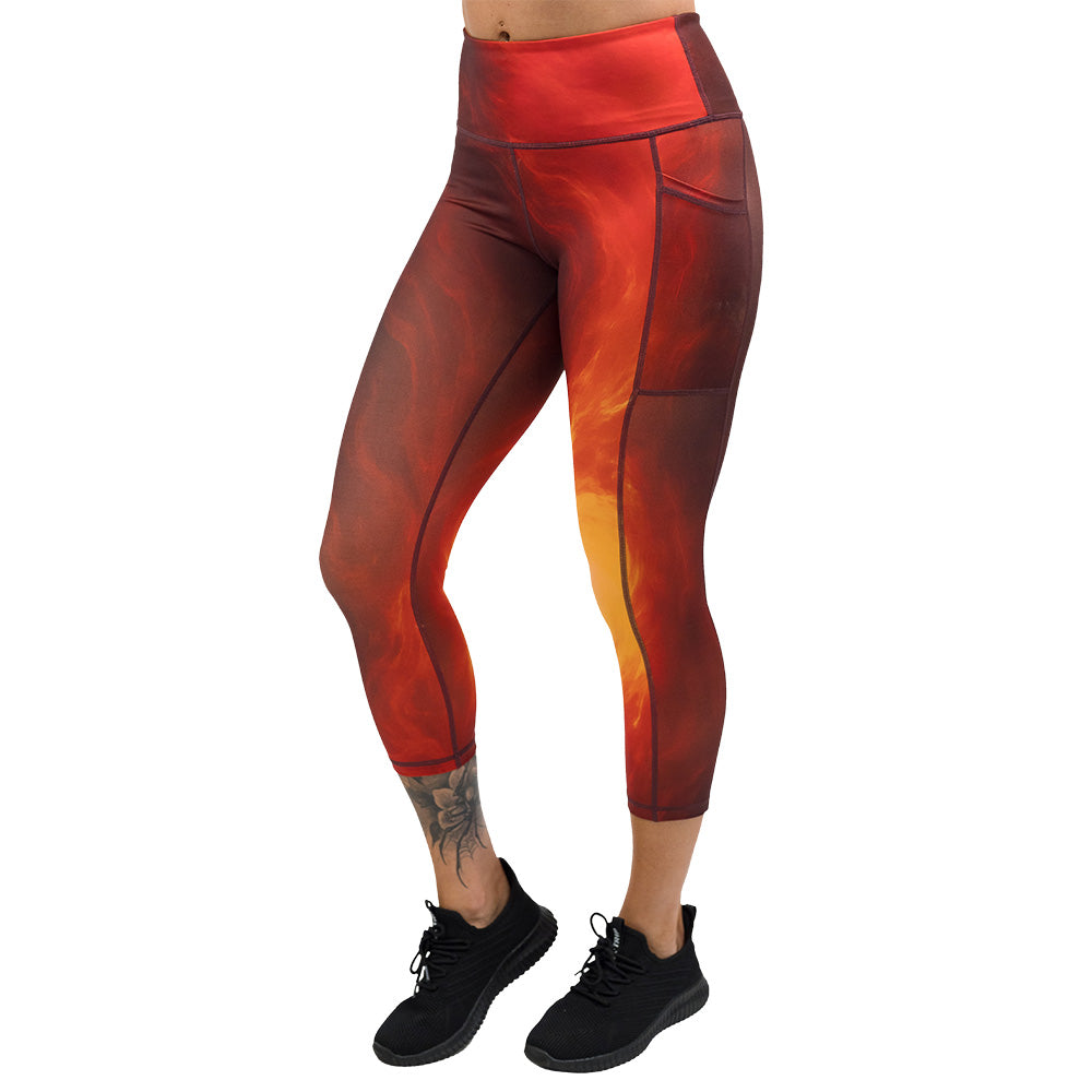 fire flame patterned leggings