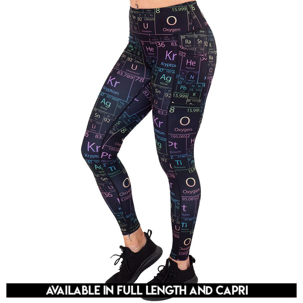 periodic table print leggings available in capri and full length