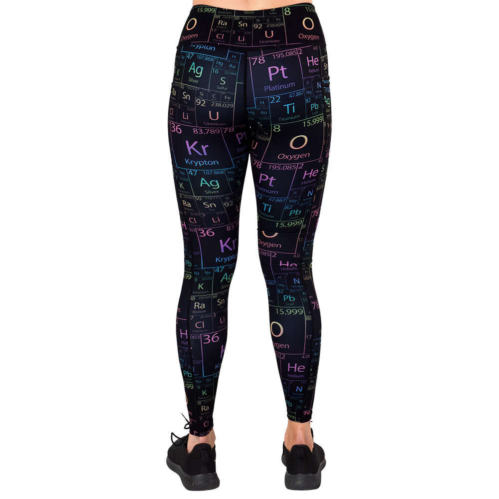 back of the periodic table print leggings