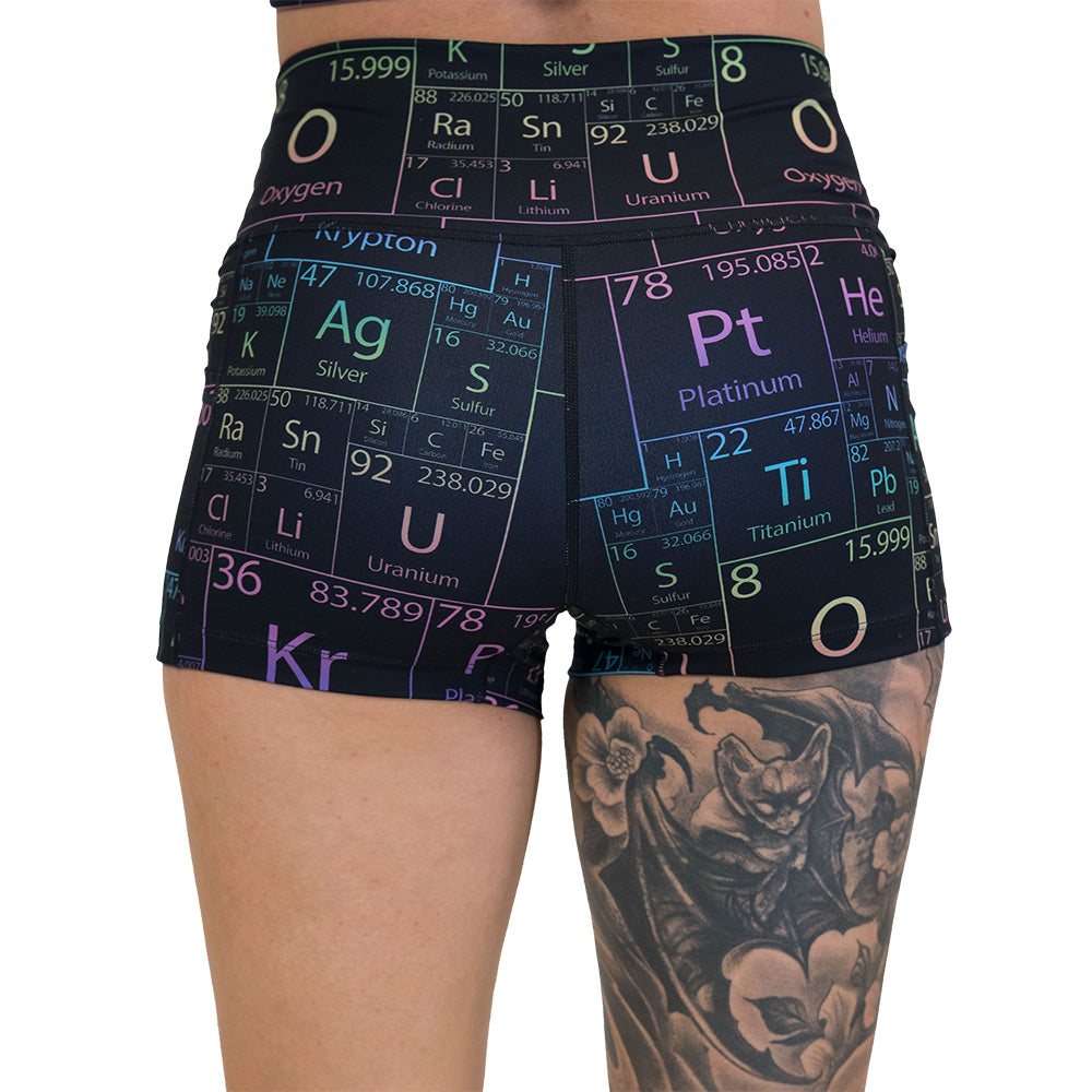back of the Shorts with periodic table design