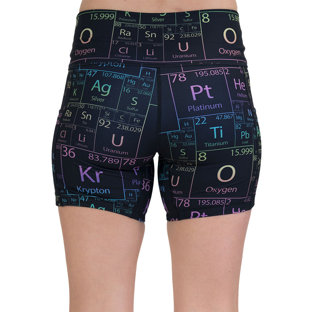 back of the Shorts with periodic table design