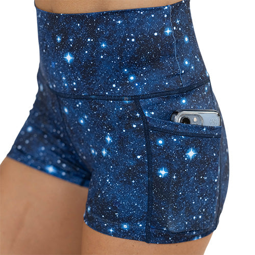 galaxy themed short's side pocket