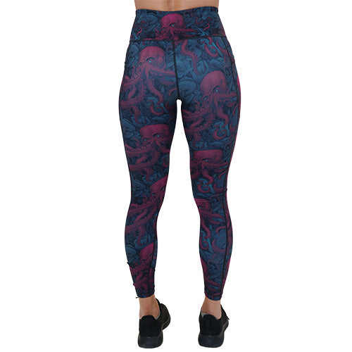 back of the full length octopus patterned leggings