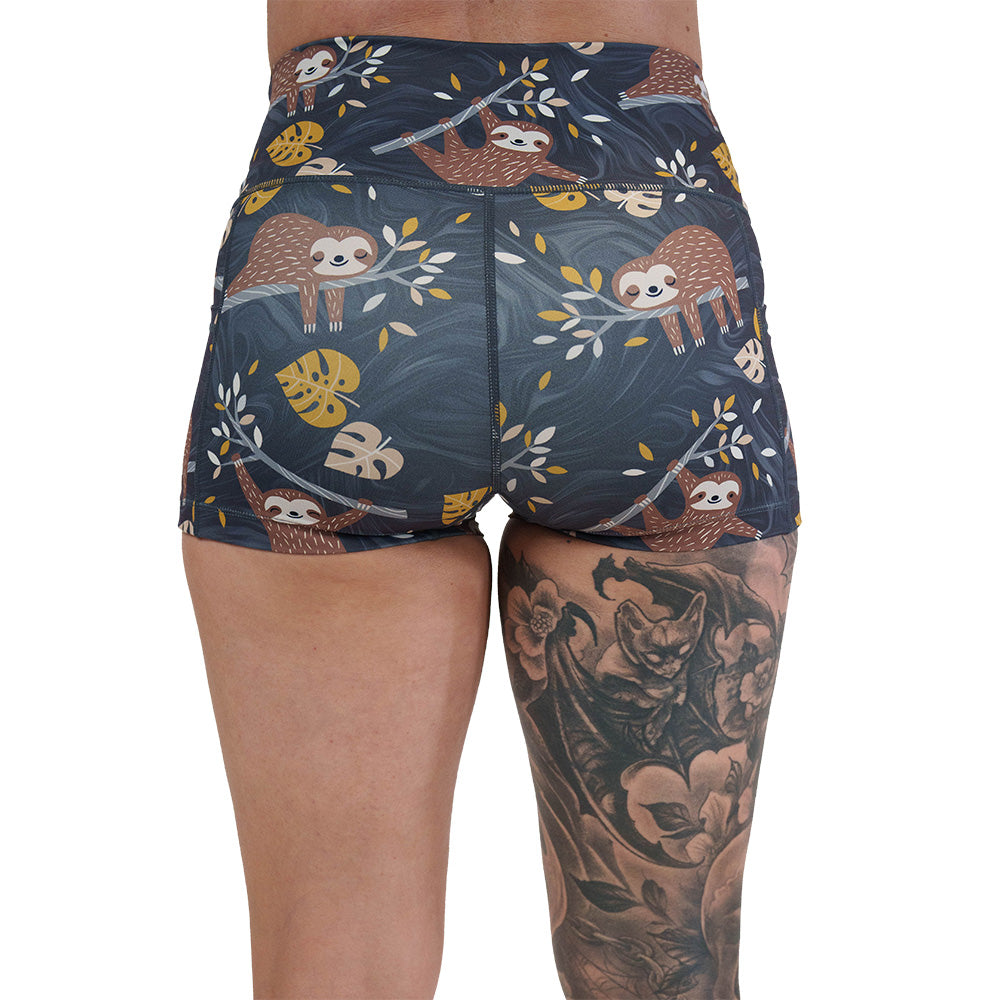 back of the sloth patterned shorts