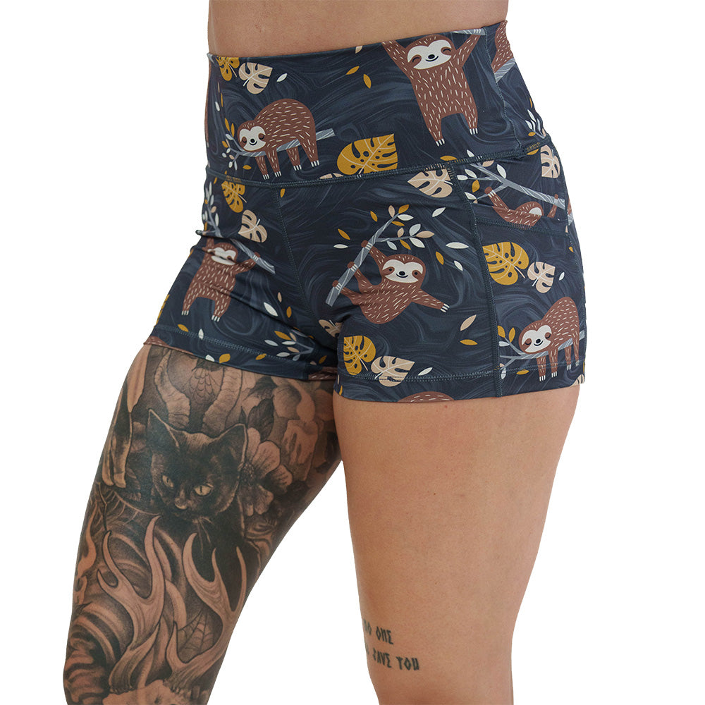 sloth patterned shorts