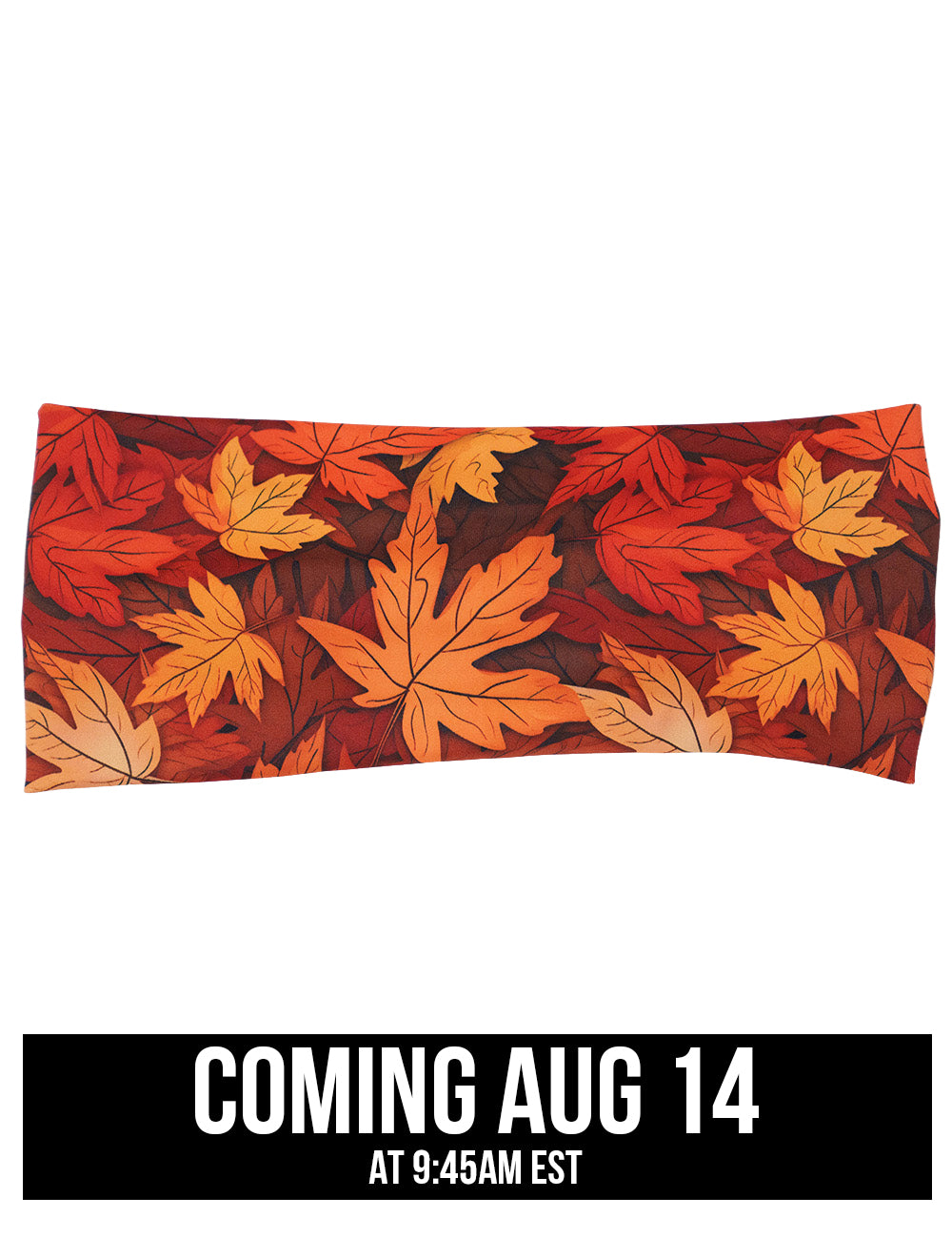 front of the orange leaves headband against a white background, coming august 14th