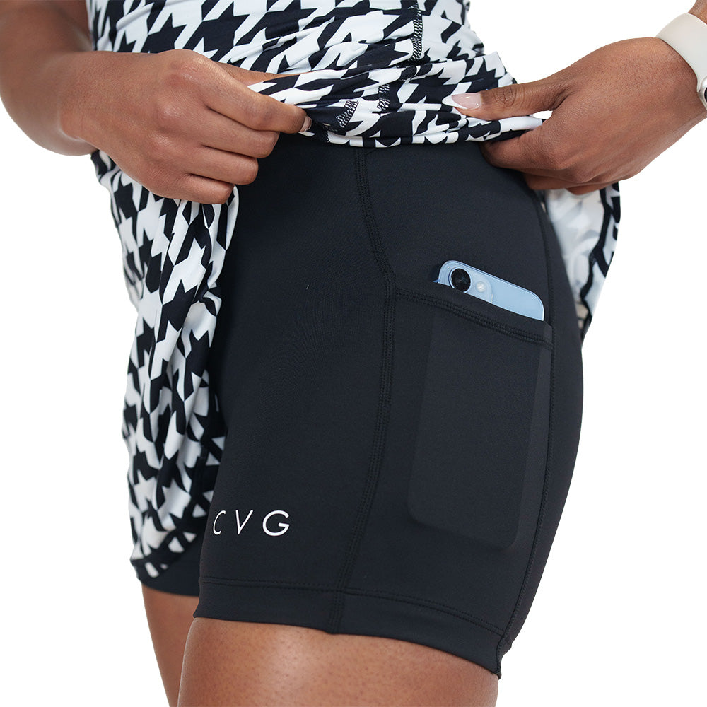 close up of the pocket on the built in shorts under the dress