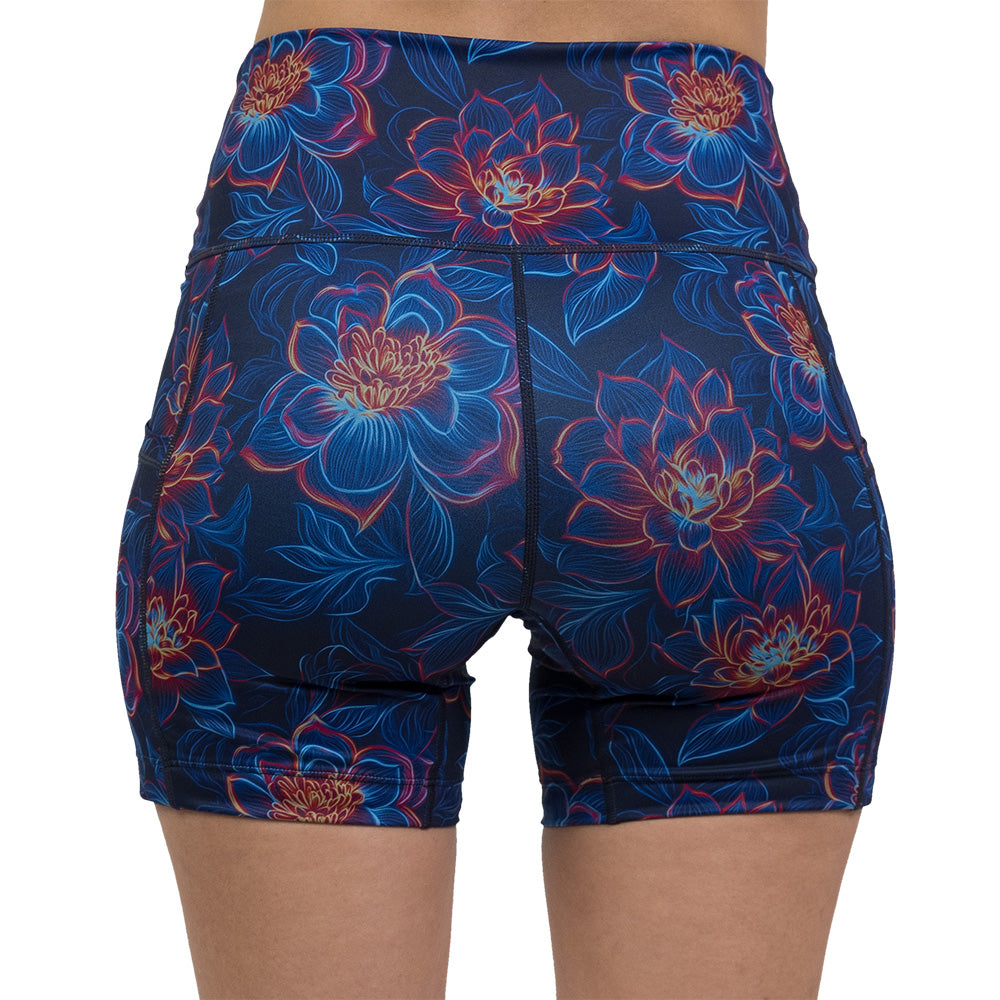 back of luminous lotus 5 inch shorts