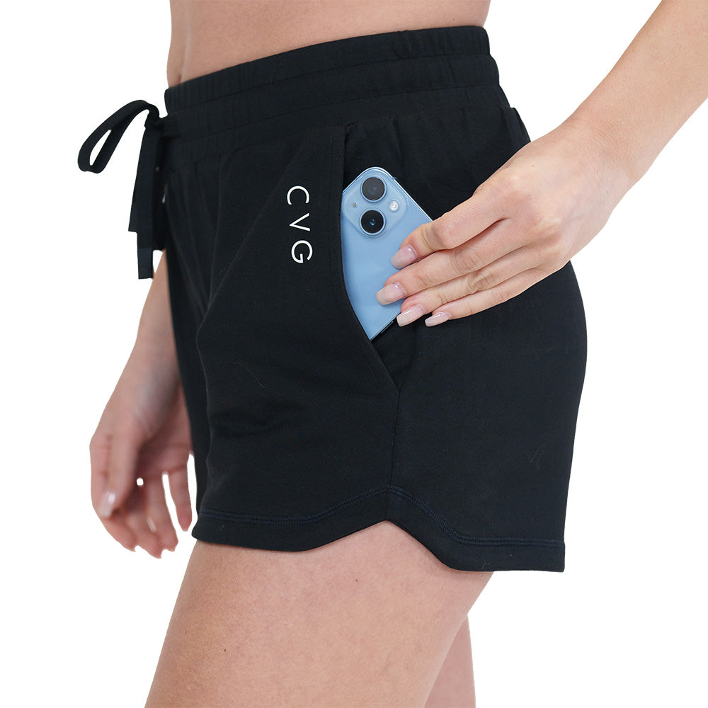 side pocket on the black shorts