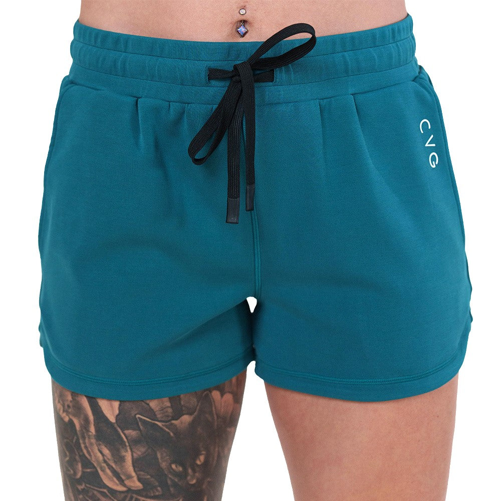 teal shorts