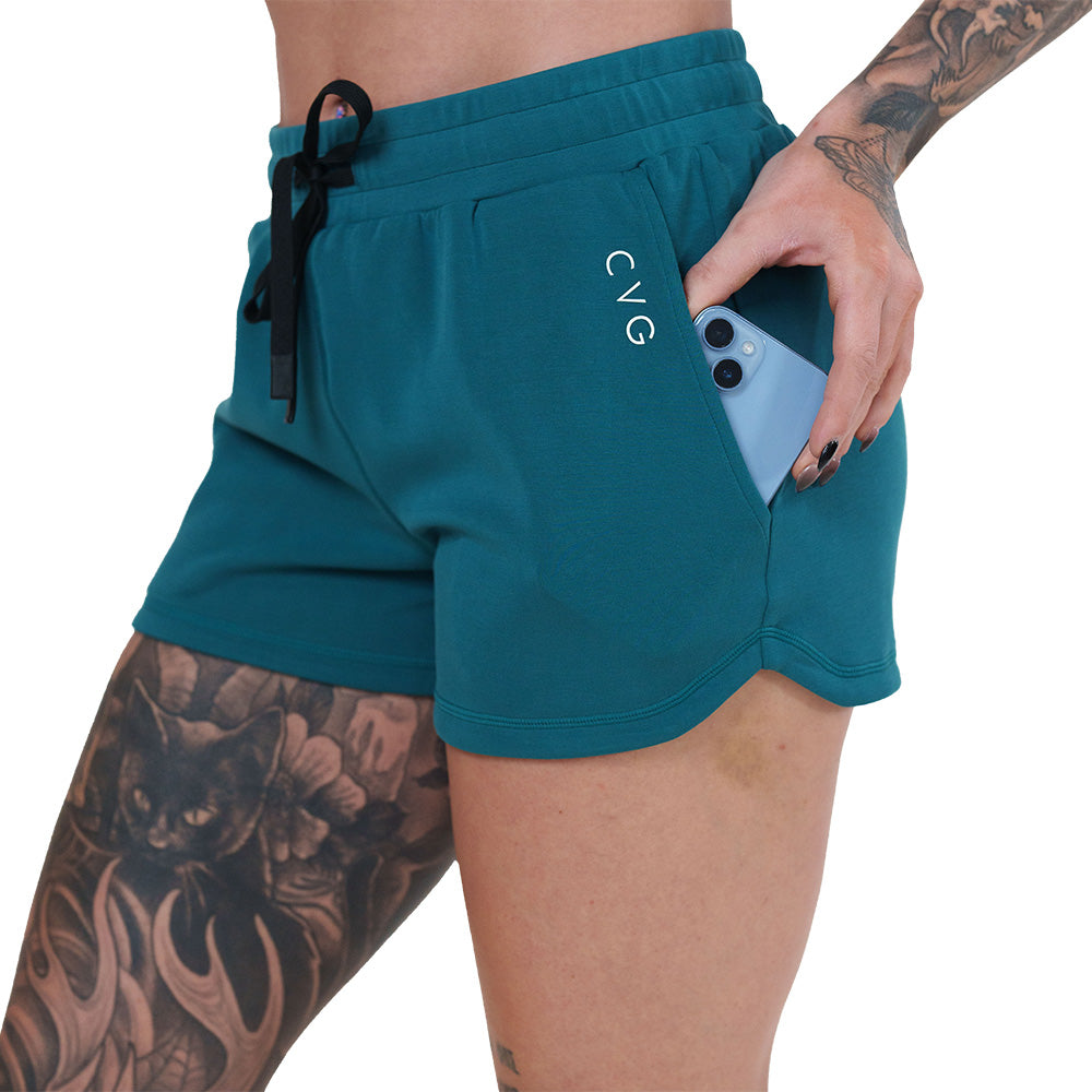 side pocket on the teal shorts