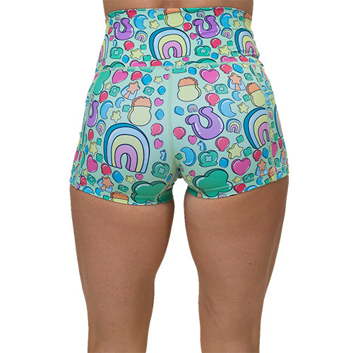 back of 2.5 inch St Patrick's day inspired charms print shorts