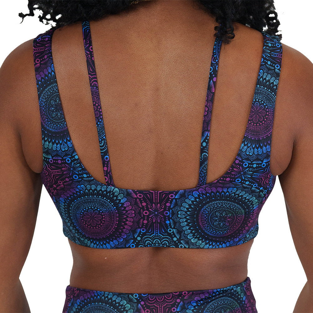back of the mandala print sports bra